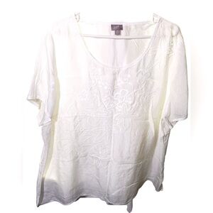 J. Jill.Embroidered Garden Gossamer Top in White 3X